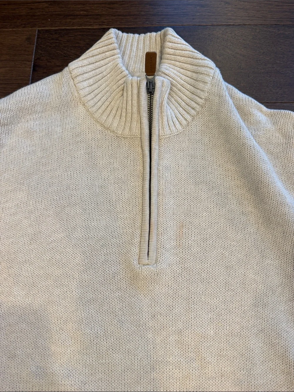 St. John's Bay Cream Half-Zip Ribbed Sweater Size Large - C47-044